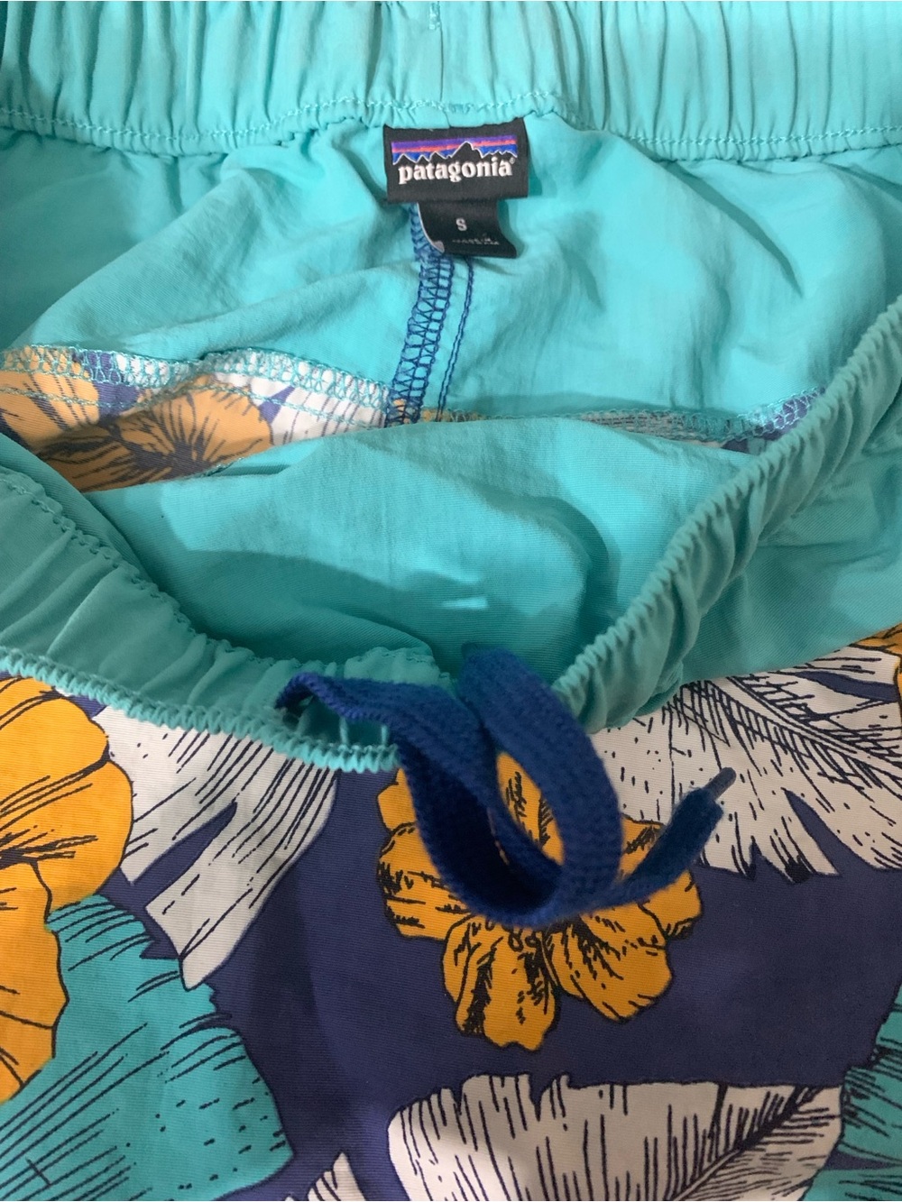 Patagonia Baggies Skirt Women's Floral Tropical Hibiscus Quick Dry Athletic Blue - Picture 4 of 5